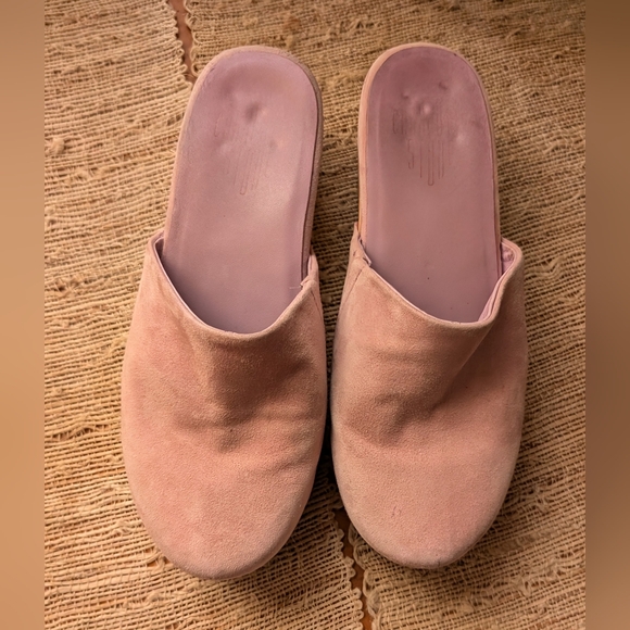Charlotte Stone •  Martino Clogs In Lilac Suede with Wood Sole Size 7 - Picture 4 of 6